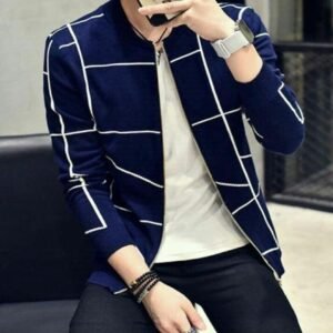 Fashion-Men-Casual-Blazer-Autumn-Slim-Plaid-Single-Trench-Coat