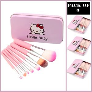 Pack-Of-3-Cute-Mini-Hello-Kitty-7PCS-Makeup-Brush-Kit