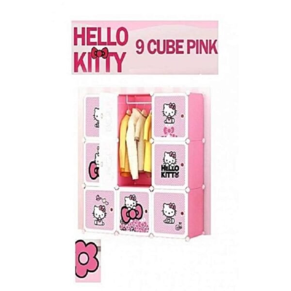 A DIY Rack chemistry Cabinet Type features Hello Kitty 9 Cube Wardrobe Cabinet For Kids With Hanging Rod. - Image 4