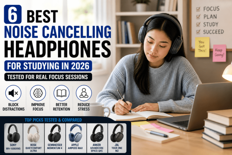 6 Best Noise Cancelling Headphones for Studying in 2026 —Tested for Real Focus Sessions