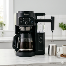 Ninja Brew+ built-in frother wand frothing milk microfoam latte cappuccino review 2026