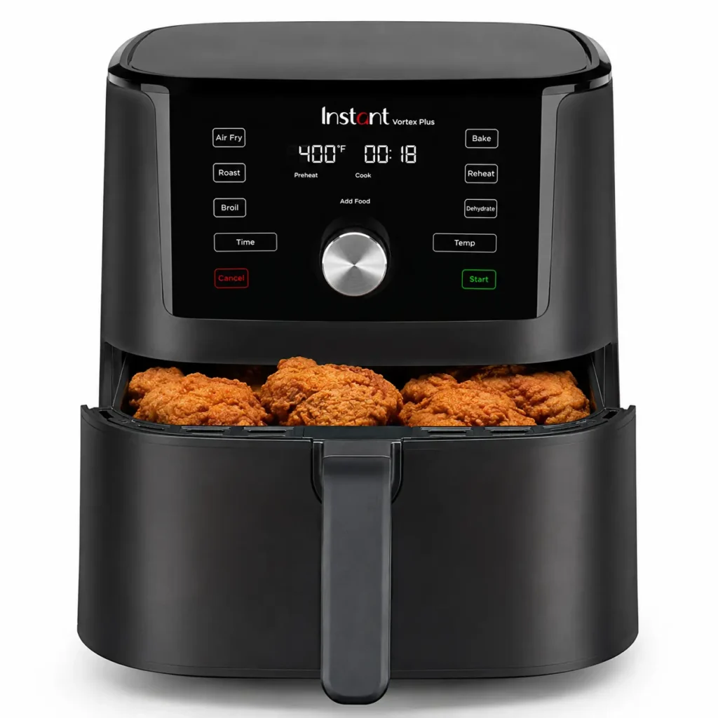 Instant Vortex Plus air fryer with fried chicken