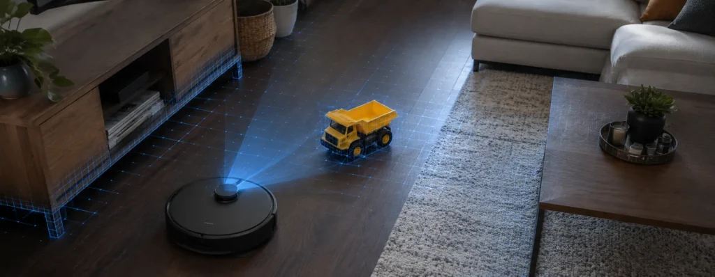 Robotic vacuum with augmented mapping in living room