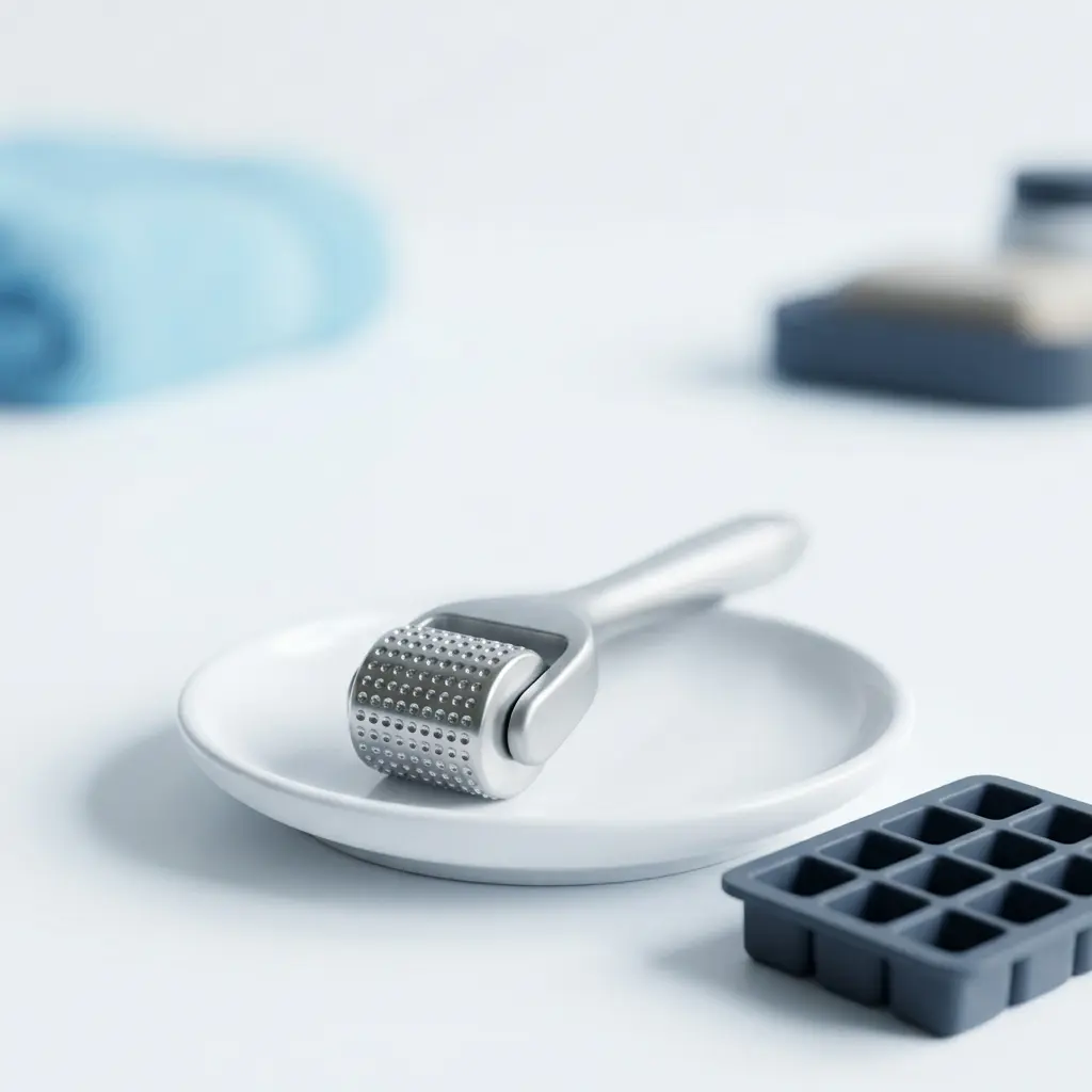 Facial ice roller, an at home skincare device for quick depuffing
