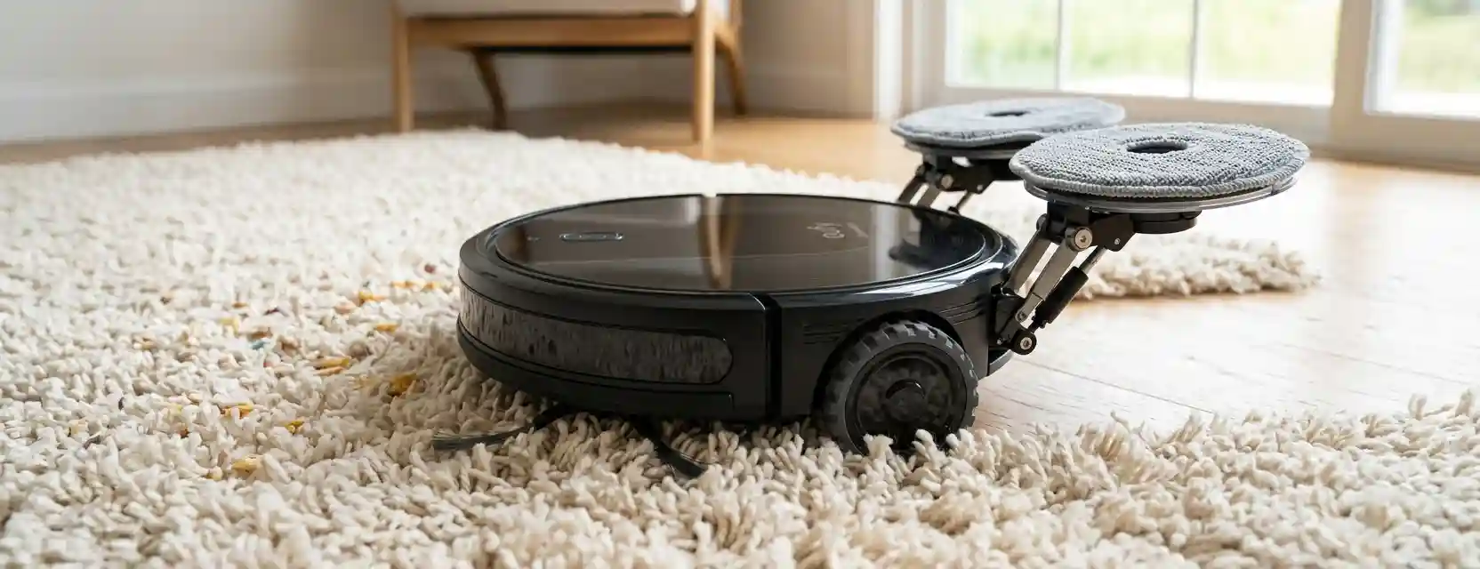 Roborock Saros 20 review Deep pile rug test image