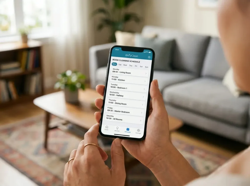 Eufy App smartphone held in one hand