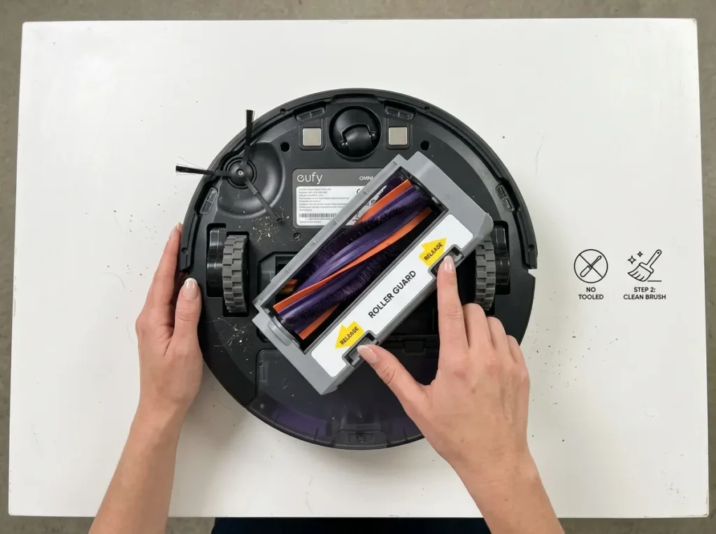 Eufy Omni C28 underside for cleaning