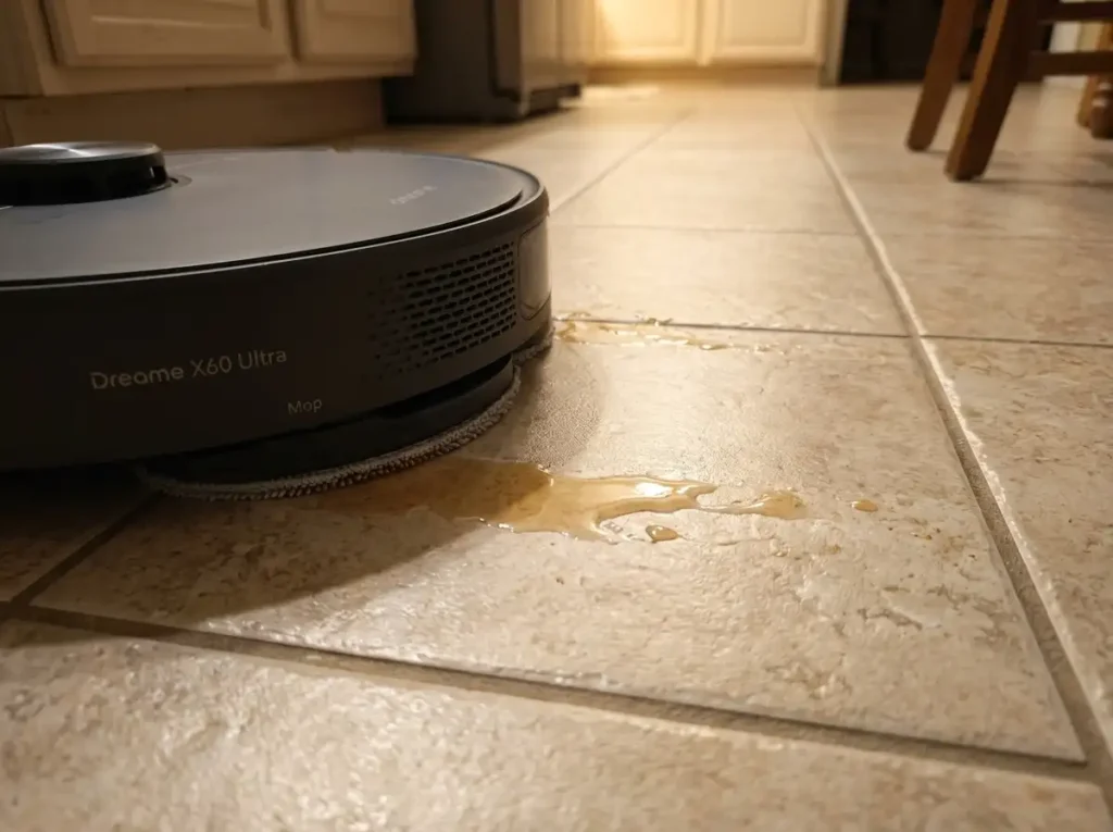 Sticky mess mopping test image of Dreame X60 Ultra