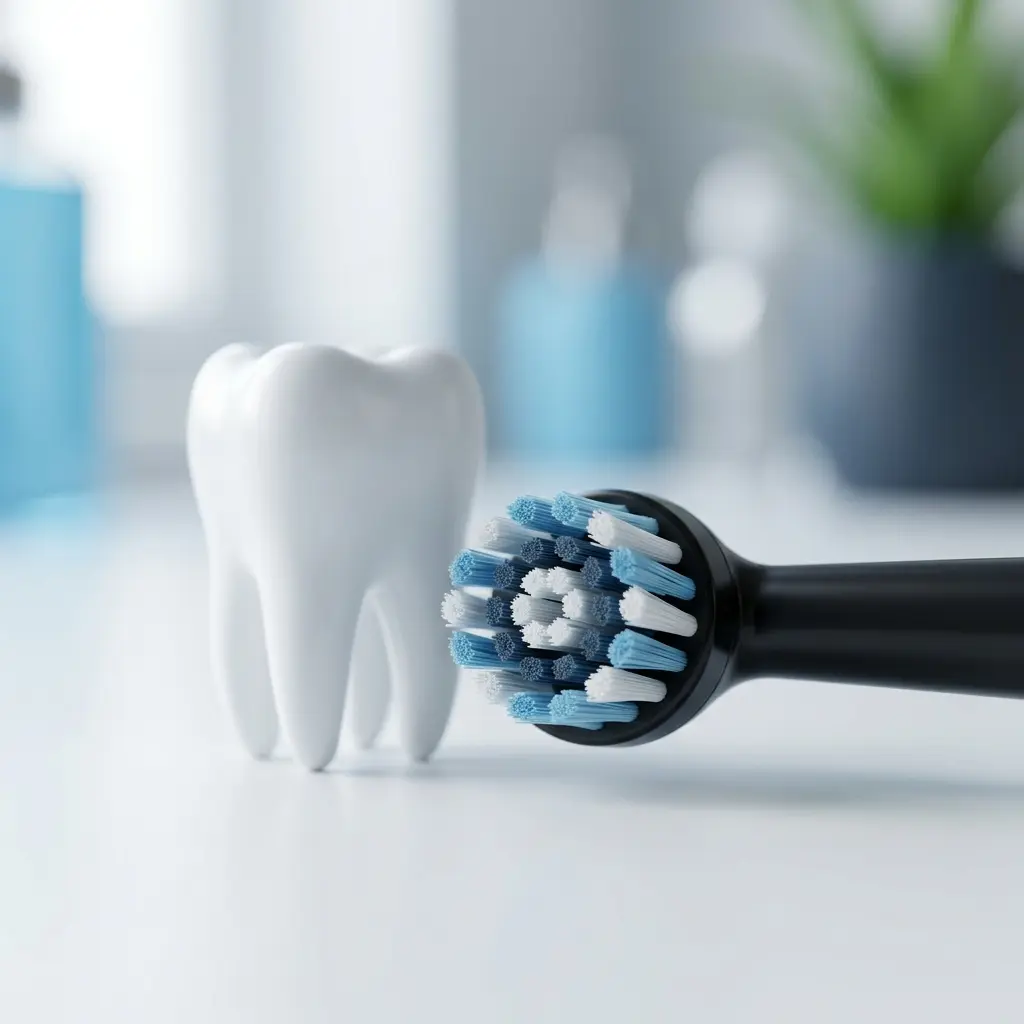 Close-up of Oral-B 1000 CrossAction electric toothbrush round head