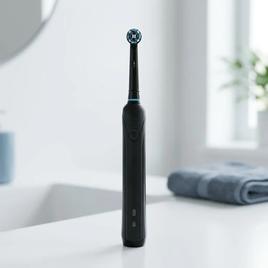 Oral-B Pro 1000 electric toothbrush black handle with CrossAction head