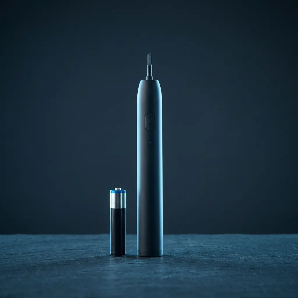 Quip toothbrush handle with its AAA battery removed
