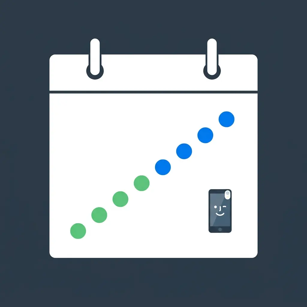 Calendar timeline showing how long LED face mask benefits take to appear