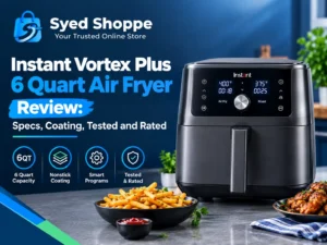 Instant Vortex Plus 6 quart air fryer featured image showing an air fryer with a clear window on a kitchen counter