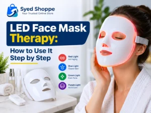 LED face mask therapy guide featured image with a red glowing mask