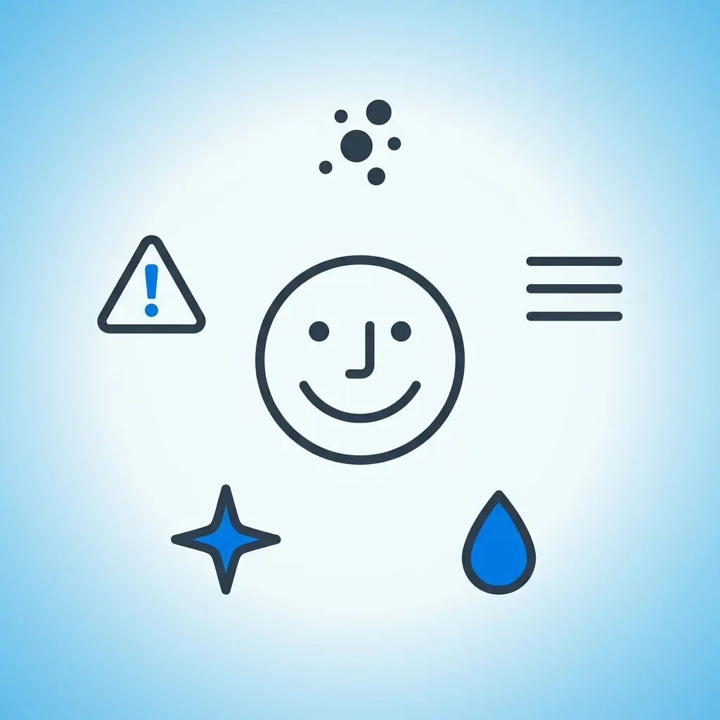 Match LED face mask benefits to your skin problem with simple icons