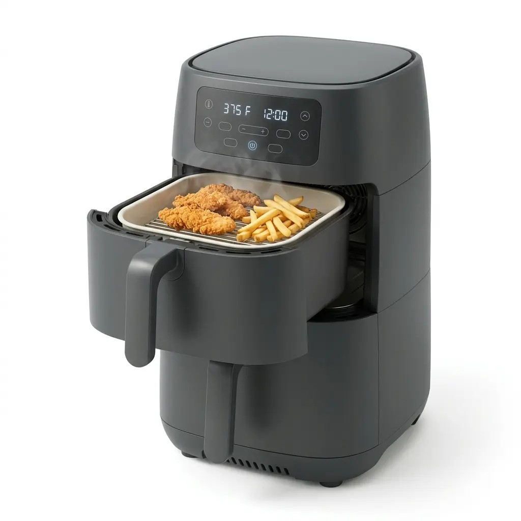 Ninja DoubleStack XL air fryer with two stacked baskets, a non toxic air fryer option for large families