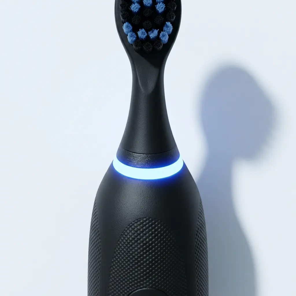 Oral-B iO Series 7 light ring pressure sensor glowing near the brush head
