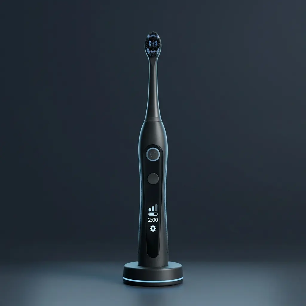 Oral-B iO Series 7 electric toothbrush on its magnetic charging stand
