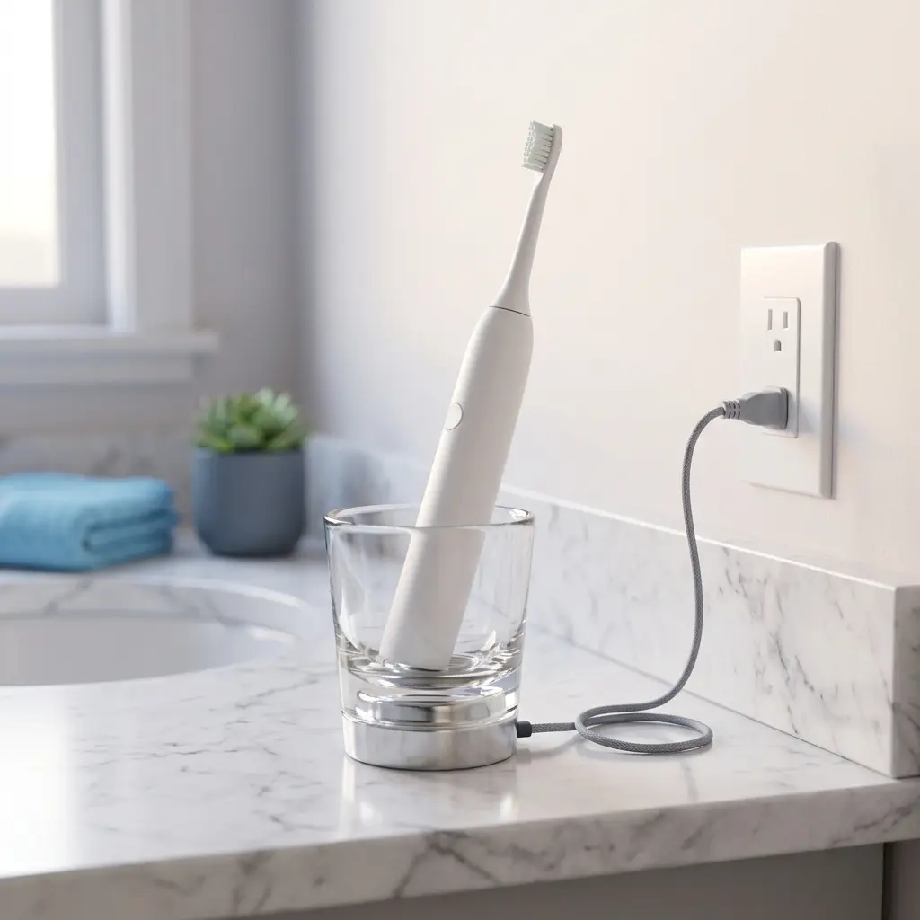 Philips Sonicare DiamondClean charging overnight in its glass stand