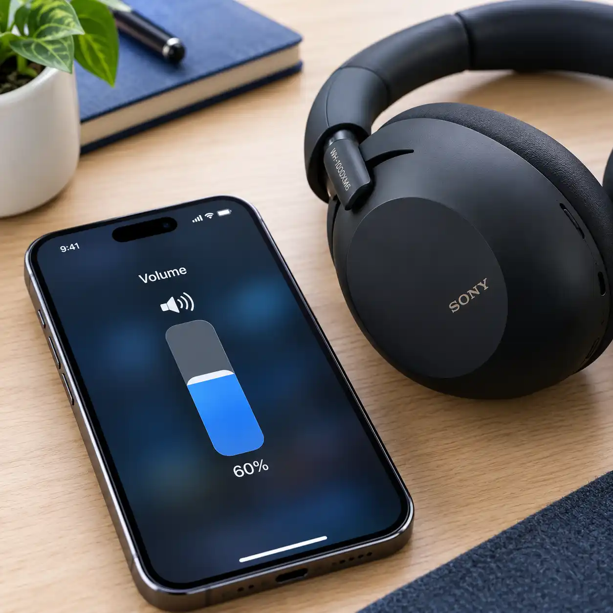 Volume gauge showing 60 percent with a note to take a break after 60 minutes