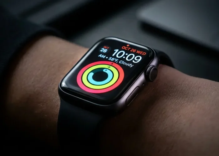 A close-up of Apple SE 3 smartwatch