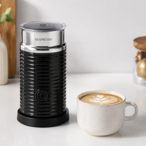 Modern coffee setup with frother